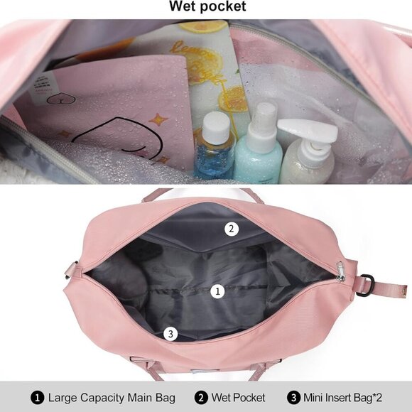 Travel Duffel Bag,Sports Tote Gym Bag,Shoulder Weekender Overnight Bag for Women - Picture 5 of 9